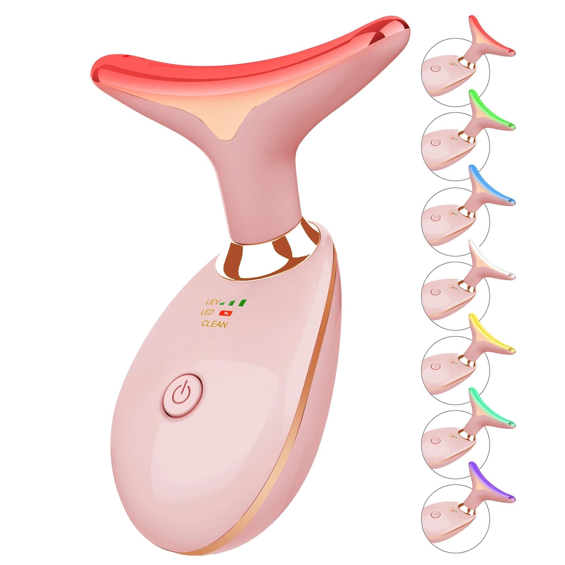 Photo 1 of ELISHINE 7 Color Face and Neck Massager Light Therapy, Red Light Based Facial Massager for Skin Care, Firming, Smoothing (Rose Golden)