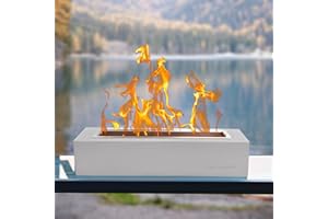 Table Top Firepit, Mavalzy Rectangle Indoor Tabletop Rubbing Alcohol Frie Pits for Outdoor Fireplace Concrete Bowl Pot Portable Fire with Extinguisher