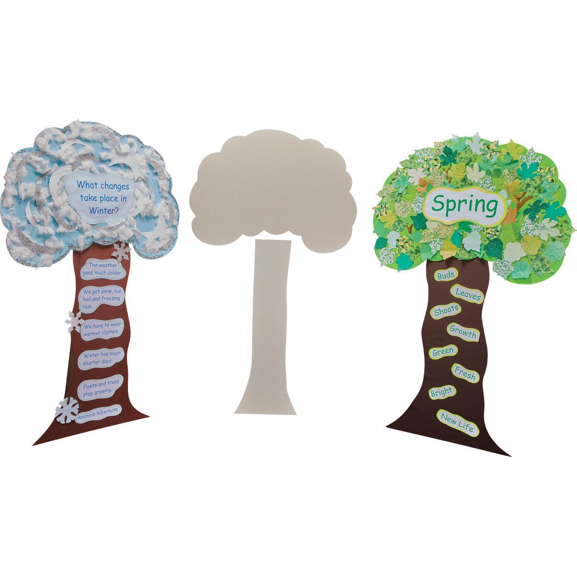 Springboard Giant Greyboard Tree Shapes for Classroom Display - Pre-Cut Card Shapes - Classroom Decorations and School Supplies for Teachers - Arts and Crafts for Kids - 3-Pack - 62 cm x 1 m