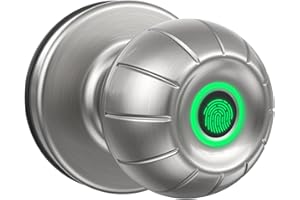 SOOWAY Smart Door Knob, Fingerprint Door Lock Quick Access Biometric Doorknob Keyless Entry Finger Print Door Knobs for Bedroom, Garage, Office, Closet, Pantry