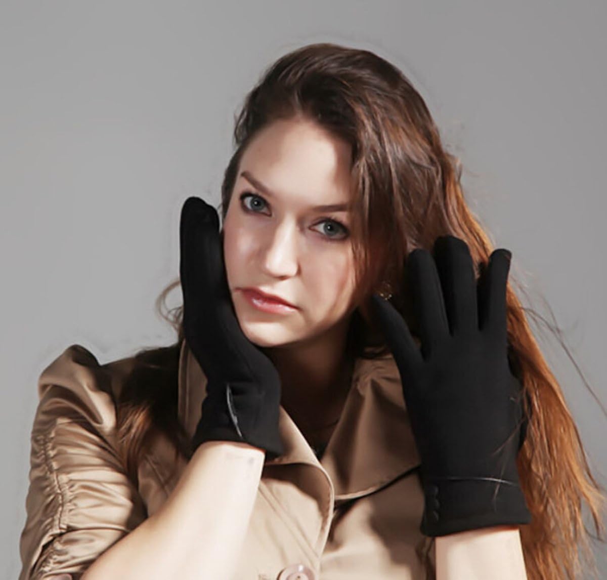 Tomily Womens Touch Screen Phone Fleece Windproof Gloves Winter Warm Wear (Black) at  Women’s Clothing store