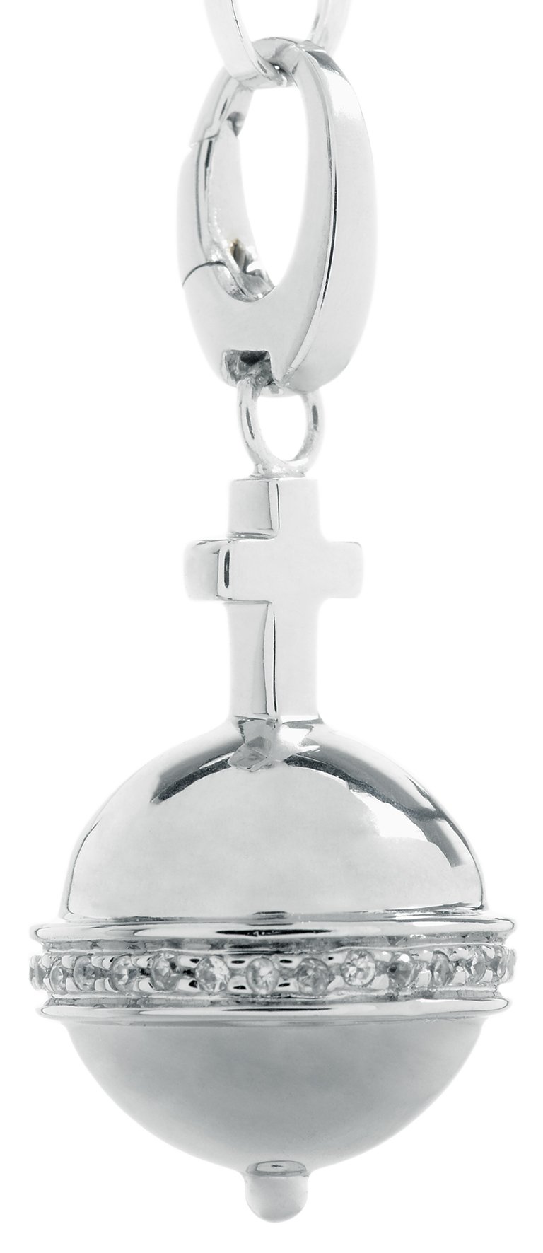 Carlo Monti JCM1107-611 Women's Charm XL Empire Ball Rhodium-Plated 925 Sterling Silver with White Zirconia, Sterling Silver, Cubic Zirconia