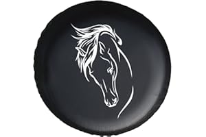 Horse Head Spare Tire Cover PVC Leather Wheel Protectors Weatherproof Universal for for Trailer RV SUV Truck Camper Travel Tr