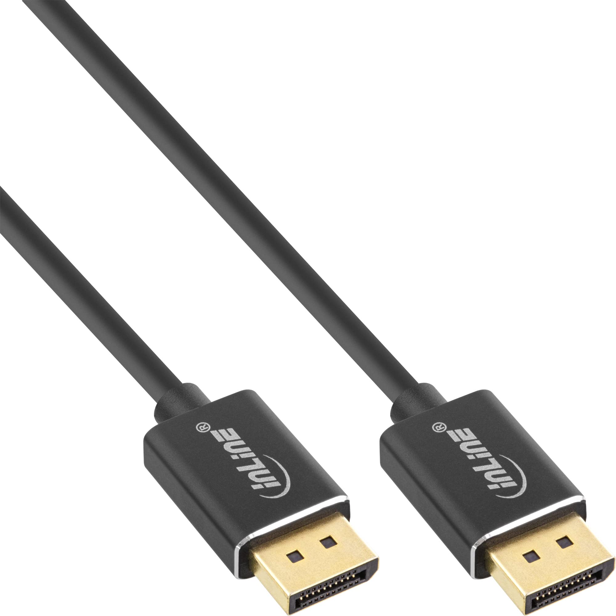 InLine® DisplayPort 1.4 Cable Slim 8K4K Black Gold-Plated Contacts 0.5 m