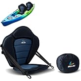 EELLAO Kayak Seat Deluxe Paddle Board Canoe Seat with Detachable Storage Bag, Cushioned Back Support, Thickened Seat Cushion, 4 Adjustable Straps for Kayak, Padded Boat, SUP, Canoe, Fishing Boat