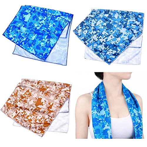 Camouflage Cooling Towel for Instant Relief,Sports,Workout,Fitness,Gym,Yoga,Travel,Camping and Hiking,Set of 3 Pcs