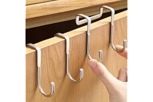 2pcs Metal S-Hooks, Stainless Steel No-Drill Multi-Purpose Hanging Hooks for Kitchen, Bedroom,Bathroom