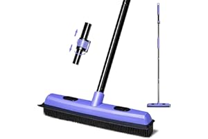 TRENNCHI Rubber Broom Pet Hair Remover 60.2" Telescoping Carpet Squeegee & Fur Broom for Hardwood, Tile, Rugs & Pet Hair Carp
