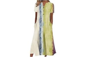 NDVYXX Casual Summer Dresses for Women 2024 Short Sleeve T Shirt Dress Printed Tunic Dress Flowy Sundress with Pockets