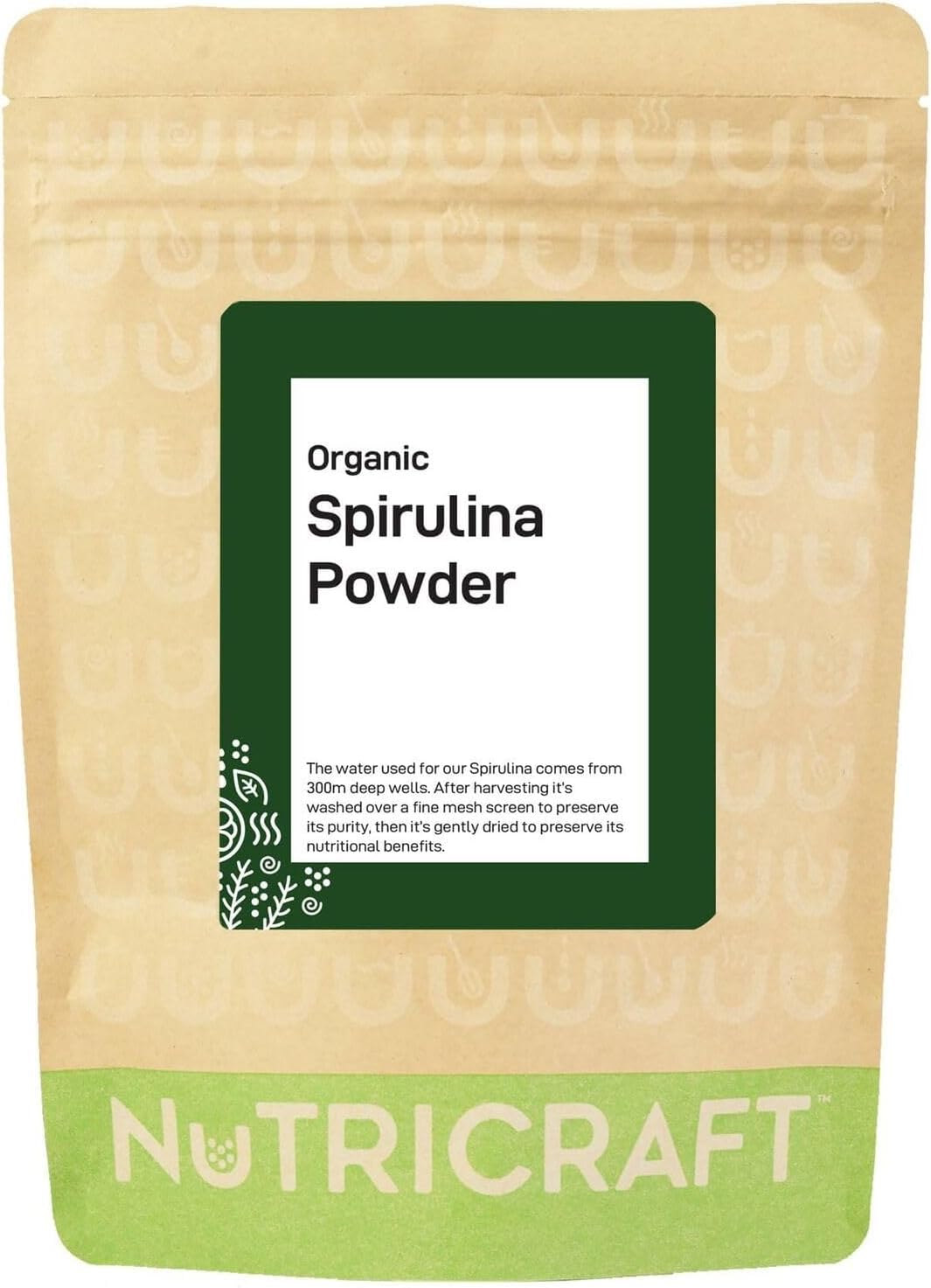 NutriCraft Pure Organic Spirulina Powder - 1kg, High Protein, Antioxidant-Rich, Superfood for Smoothies, Juices, and Baked Goods, No Additives or Preservatives, Natural Immune System Booster