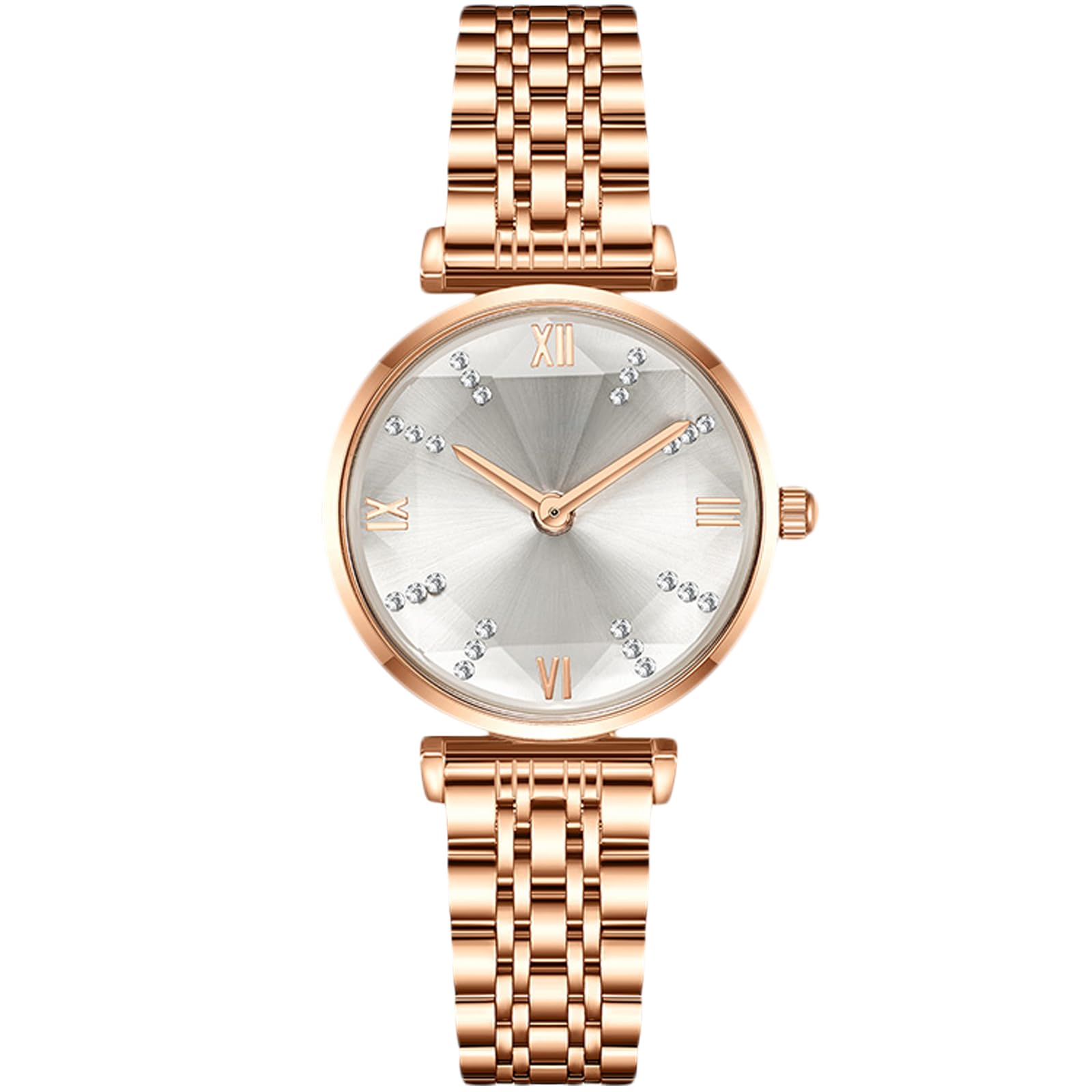RORIOS Women Watches Analogue Quartz Watch with Rose Gold Stainless Steel Strap Fashion Rhinestone Wristwatch for Ladies Girls