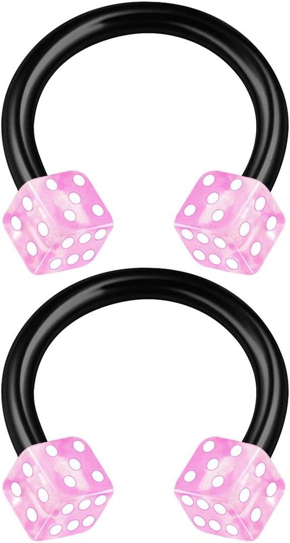 2PCS Anodized Horseshoe Hoop 16 Gauge 5/16 8mm 3mm Dice Labret Cartilage Earrings Eyebrow Piercing Jewelry See More Colors