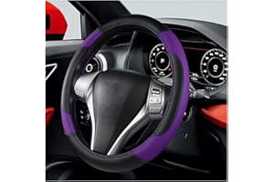 TSUGAMI Leather Car Steering Wheel Cover, Universal 15 Inch for Car Truck SUV, Non-Slip and Breathable, Sport Style Design Od