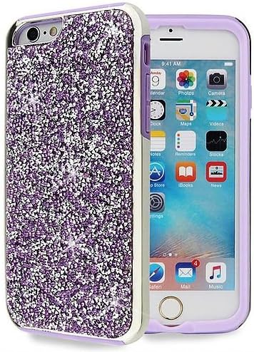 iPhone 7 8 (4.7") Tough Glitter Case, Luxury Bling Glitter Sparkle Creative Design Protective Hybrid Dual Layer Case Cover for iPhone 7 8 (Purple)