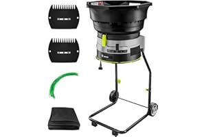 Electric Leaf Mulcher/Shredder: DEKOPRO 15-Amp 8200RPM Motor for 17:1 Reduction Ratio, Adjustable Control Dia with Leaf Scoops Spade, Collection Bag & 20 Cutting Lines