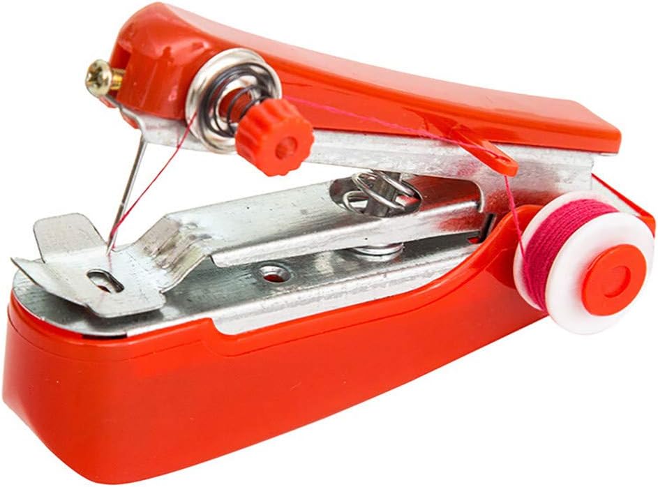 HMROPA Mini Sewing Machine, Portable Needlework Cordless Sewing Machine, Quick repairs Mend a Torn Pocket, Works on All Fabrics 11x7cm (Random)