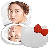 Impressions Vanity Hello Kitty Kawaii Compact Mirror with Touch Sensor Switch for Purse, LED Makeup Mirror with 2X Magnifying Top and Adjustable Brightness (White)