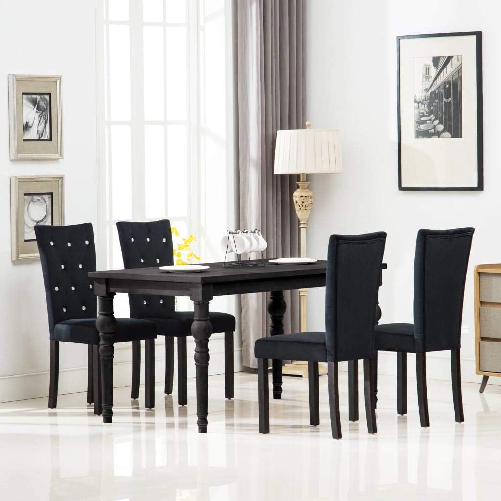Tidyard Dining Chairs Set of 4 Velvet Black Dining Room Chair Velvet