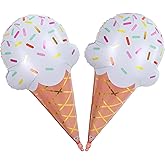32 Inch Large Ice Cream Balloons Cone Kit, Giant Sweet Ice Cream Sprinkle Foil Balloons, Popsicle Three Scoops of Fun Social Party Decorations for Kid Girls Birthday Summer Beach Hawaii Pool Decor