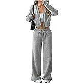 SOLY HUX Women's Fall Clothes V Neck Button Down Long Sleeve Crop Top Wide Leg Pants 2 Piece Lounge Set