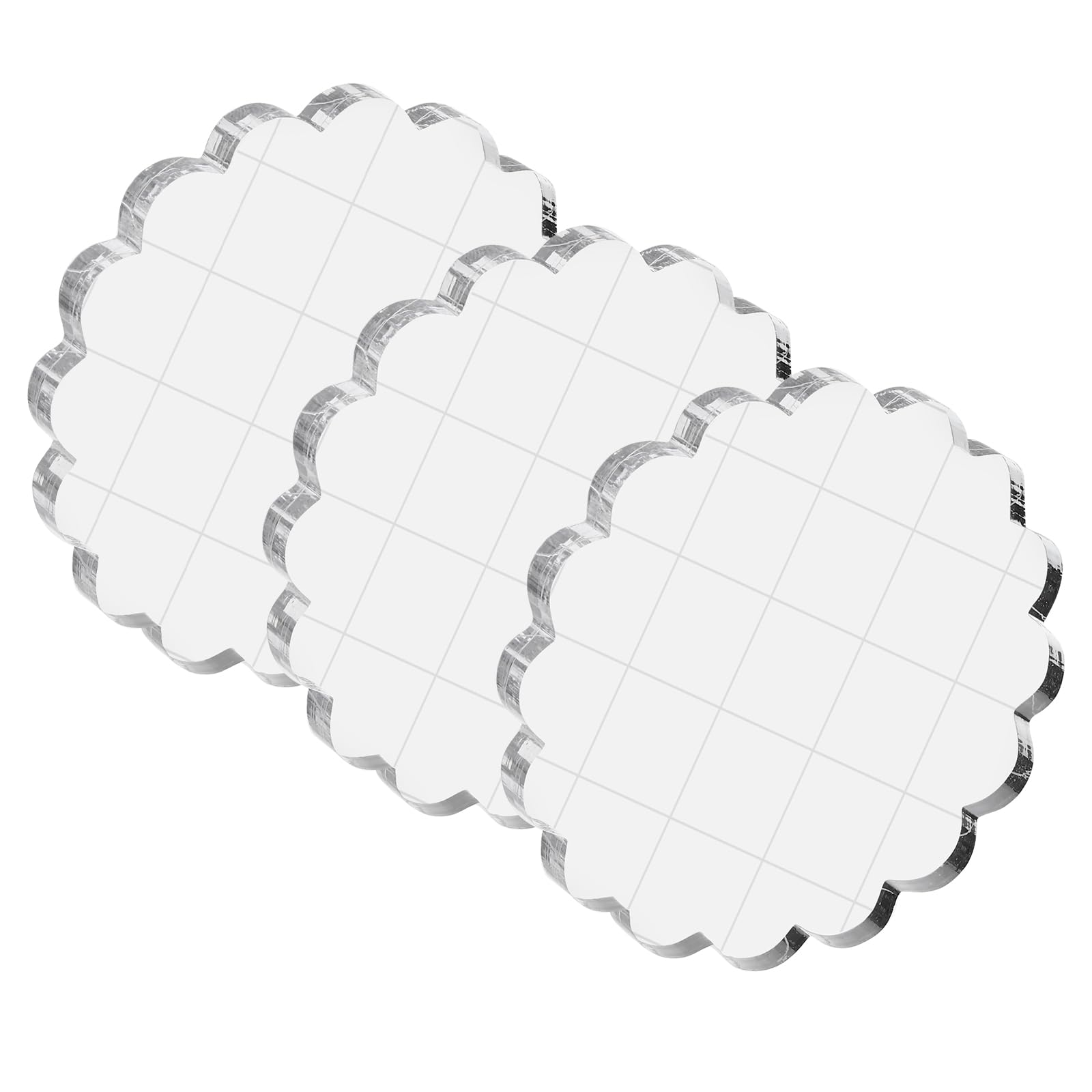 PATIKIL Acrylic Stamp Block, 3 Pack Stamping Block Round Shape with Lines Decorative Mounting Blocks Set for Scrapbooking DIY Craft Card Making, 2" Diameter