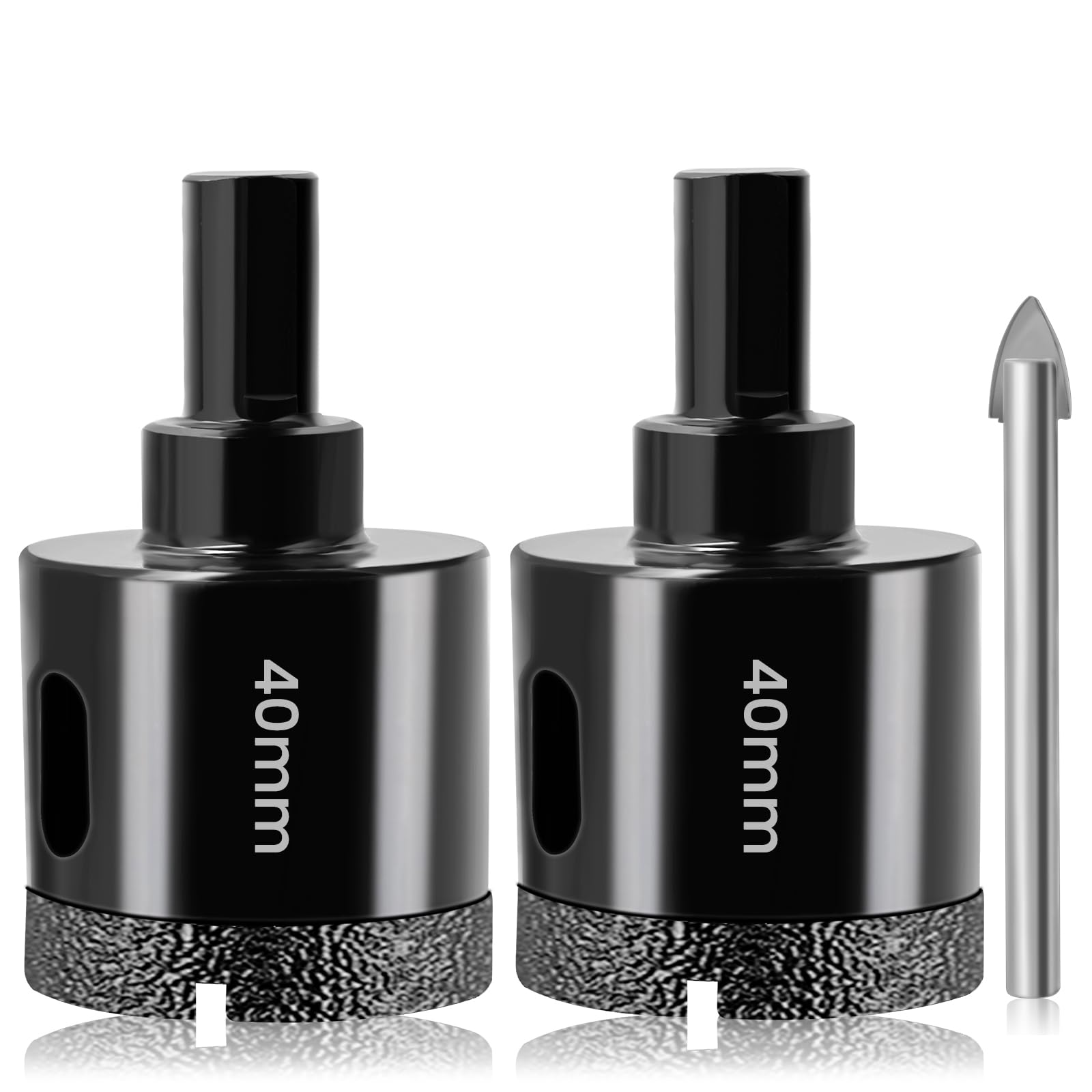 40mm Dry Diamond Drill Bit Set Josaton 2Pcs Diamond Hole Saw Tile Hole Cutter with Triangle Shank for Porcelain Tile Ceramic Granite