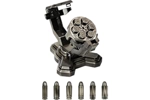 UD UNIQUE DICE DND Bullet Nest Dice Set with Revolver Cylinder Dice-Spinning Rocker Container with Wand Dice Metal Polyhedral - Holder DND Dice Set for D&D Sci-Fi War Crime Theme Tabletop Games