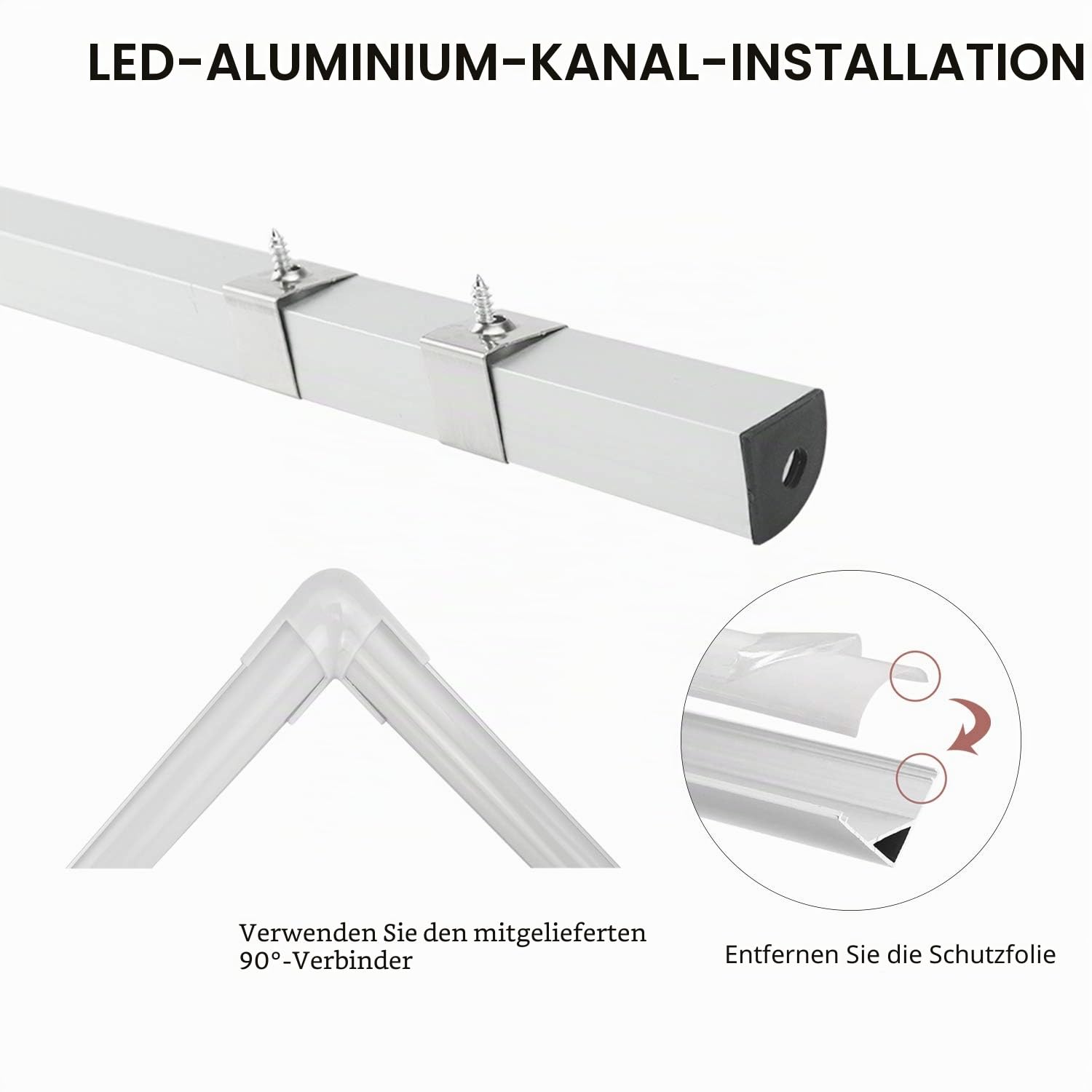 SENXINGYAN LED Aluminium Profil 1m, 12 Pack V-Form LED Profil/LED-Kanäle mit Milchig Weißer Abdeckung, LED-Diffusoren mit Endkappen, Montageclips und Eckverbindern 4