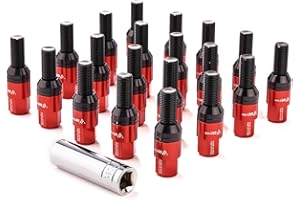 KAMIVOVO M14x1.5 Wheel Lug Bolts, 20pcs 28mm Shank 17mm Hex 3 inch Length Forged Bolts for Most Aftermarket Custom Wheels Conical Seat