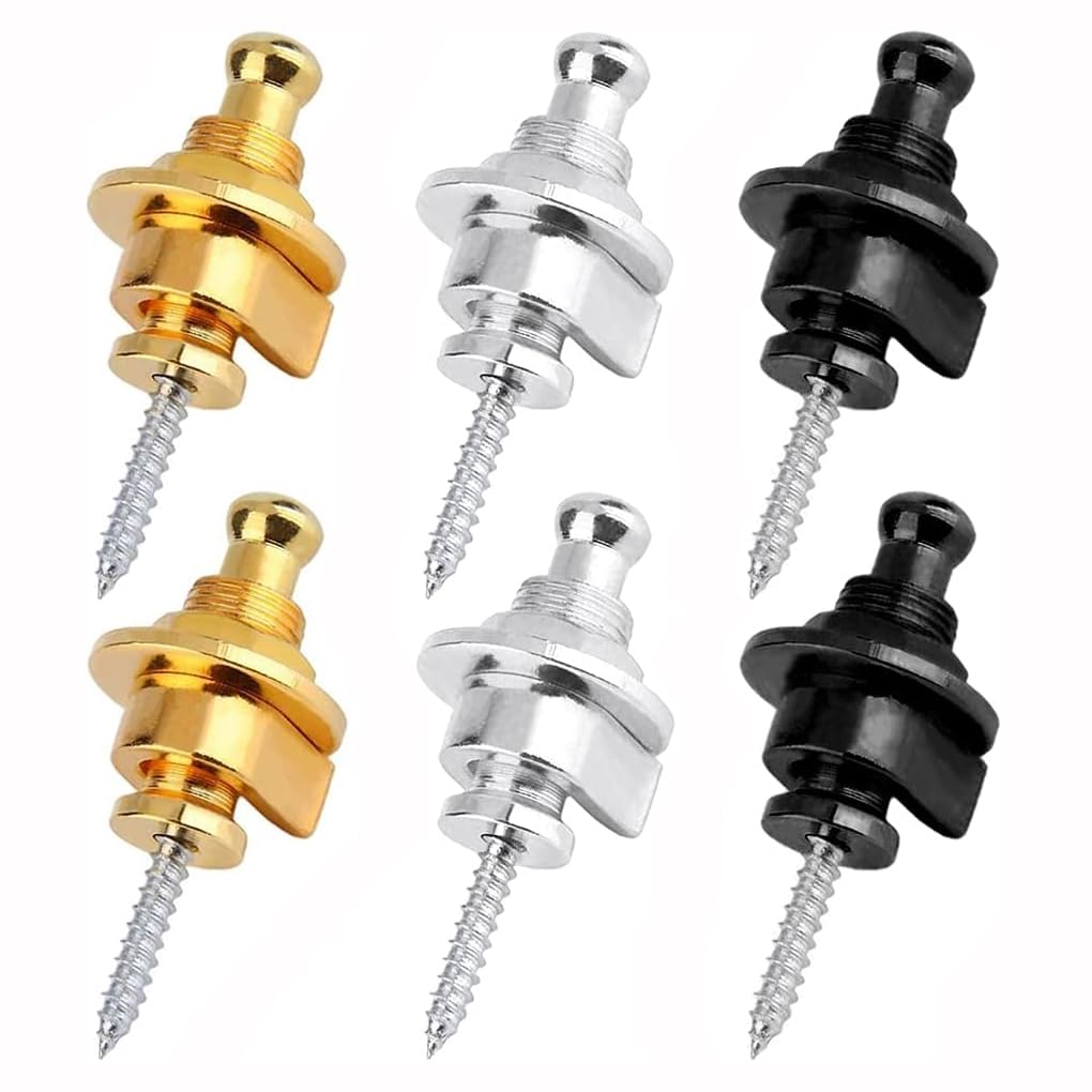 Bestgle 6pcs Guitar Strap Locks, Quick Release Guitar Strap Buttons Alloy Copper Round Head Security Straplocks for Electric Guitar, Acoustic Guitar, Bass & Ukulele Replacement