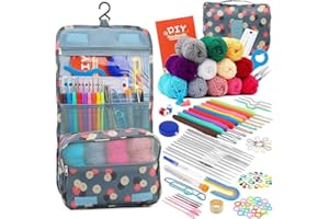 118 PC Crochet Kit for Beginners Knitting & Crochet Supplies,Premium Crocheting Kit Includes 12 Spools Crochet Yarn, 21 Croch