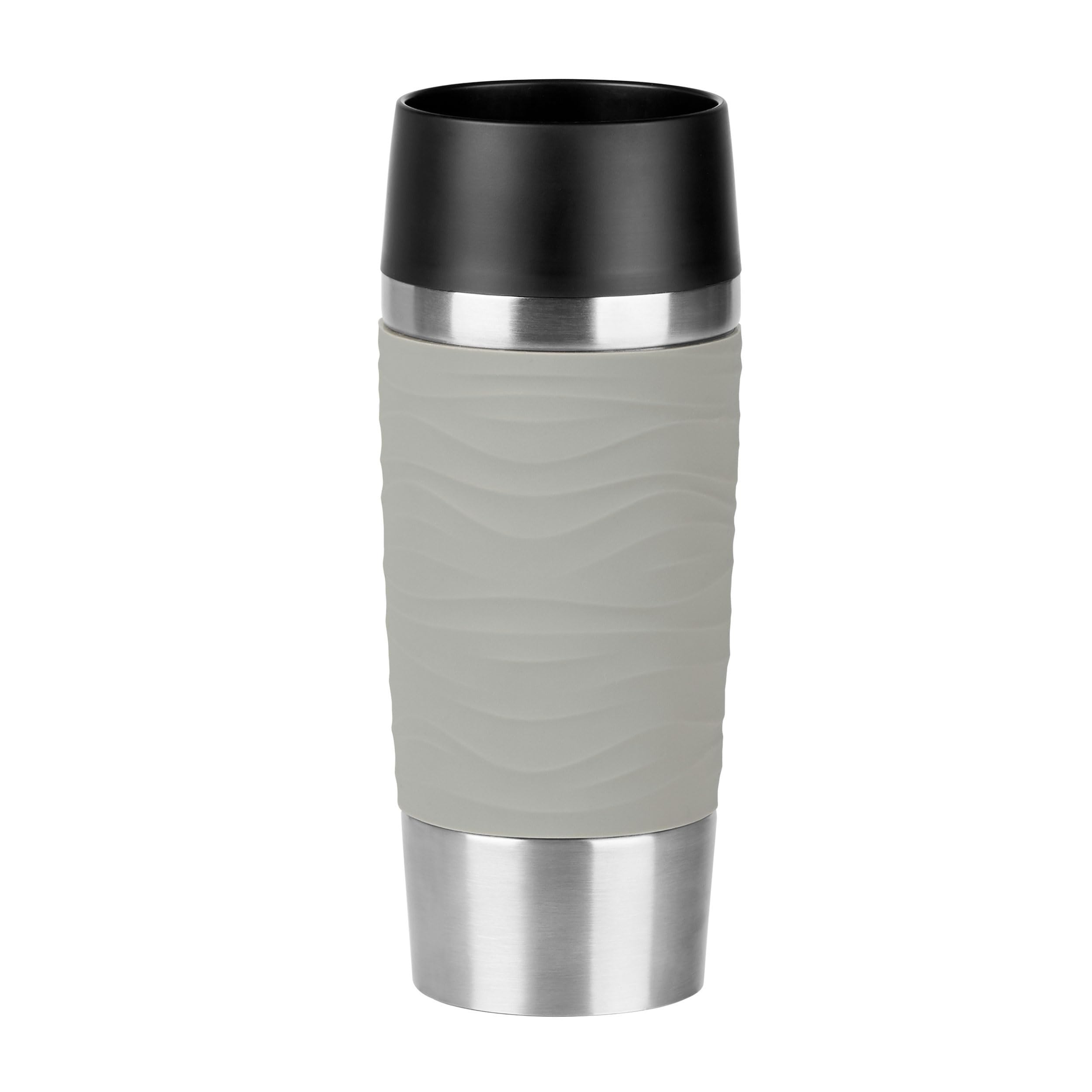 Emsa coffee mug insulated mug TRAVEL MUG Waves stainless steel/silicone powder-grey 360ml