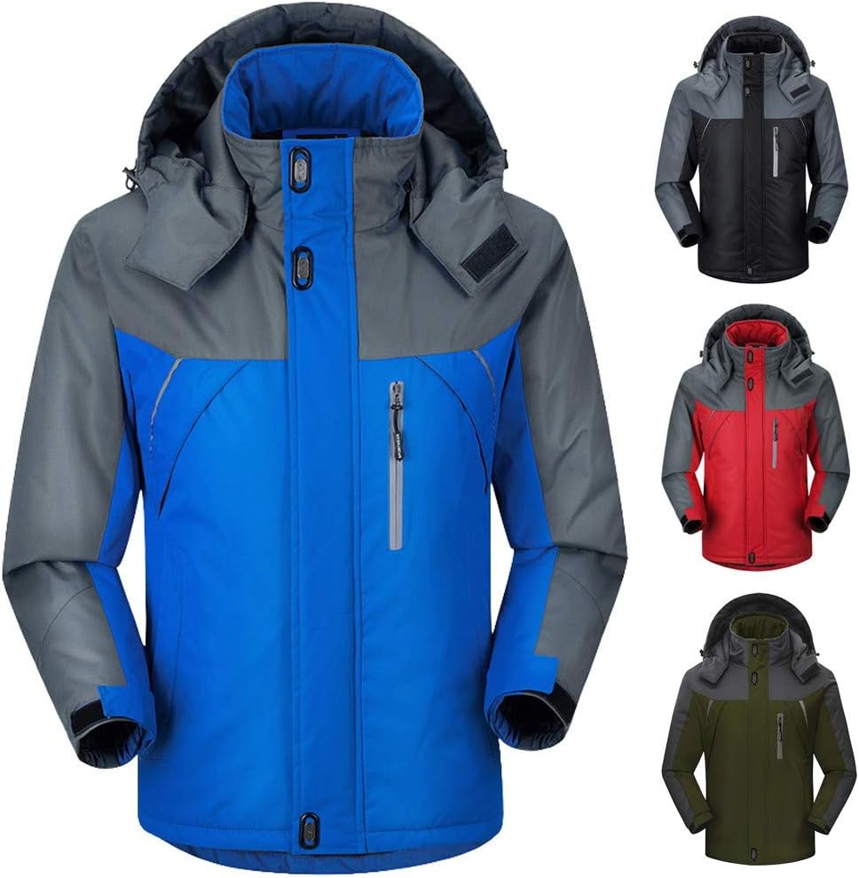 men's winter fleece warm hooded jackets thick outerwear