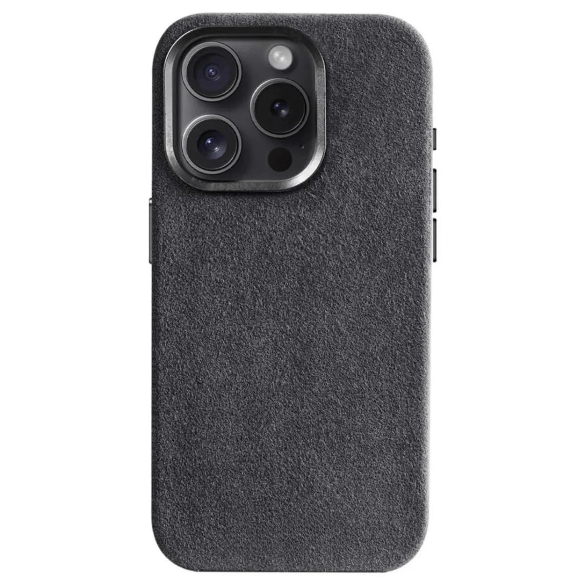 MERCURY LONDON Alcantara Case - Space Gray Edition, MAGSAFE Compatible, Real Alcantara (IPhone 14 Pro Max)