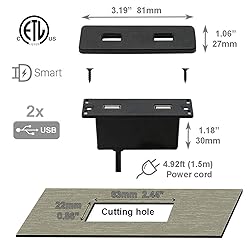 Powered USB Hub Socket Recessed USB Power Strip