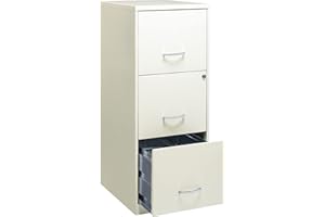 Space Solutions Metal File Cabinet for Home Office Supplies and Small Filing Cabinet Folders with 3 Under Desk Storage Drawers, Pearl White