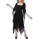 Koalswm Renaissance Gothic Dress Elastic Waist Tiered Underdress for Women Medieval Victorian Costume