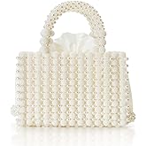 BABEYOND Women Pearl Clutch Purse - Bucket Beaded Bridal Evening Bag Formal Reticulated Bag with Inner Bag for Party Wedding