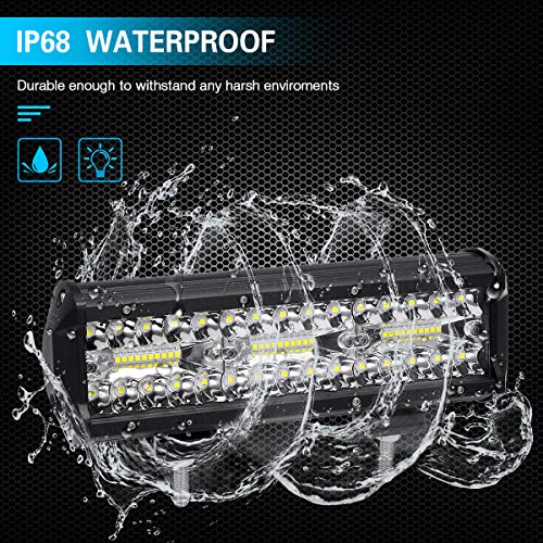 LED Light Bar AMBOTHER 9 Inch 360W 36000LM Off Road Fog Lighting Spot Flood Combo Triple Rows Driving Lights for Truck Car Jeep Boat SUV ATV UTV Pickup, 2 Years Warranty