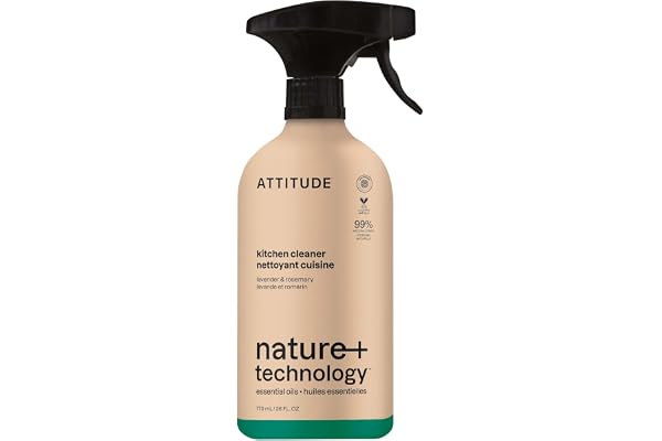 ATTITUDE Kitchen Cleaner Spray, EWG Verified, Degreaser Spray to Cut Grease & Grime, Plant-Based & Vegan, Lavender & Rosemary