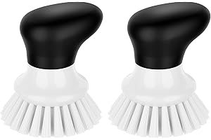 MR.SIGA Dish Scrub Brush, Palm Brush Dish Scrubber with Ergonomic Grip, Kitchen Brushes for Dishes, White, Pack of 2