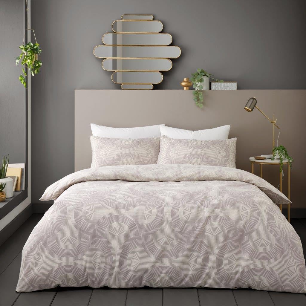 GC GAVENO CAVAILIA Reversible Double Bedding Duvet Cover | Breathable Geometric Duvet Cover With Pillowcases | Natural Bed Covers | Soft Double Quilt Covers