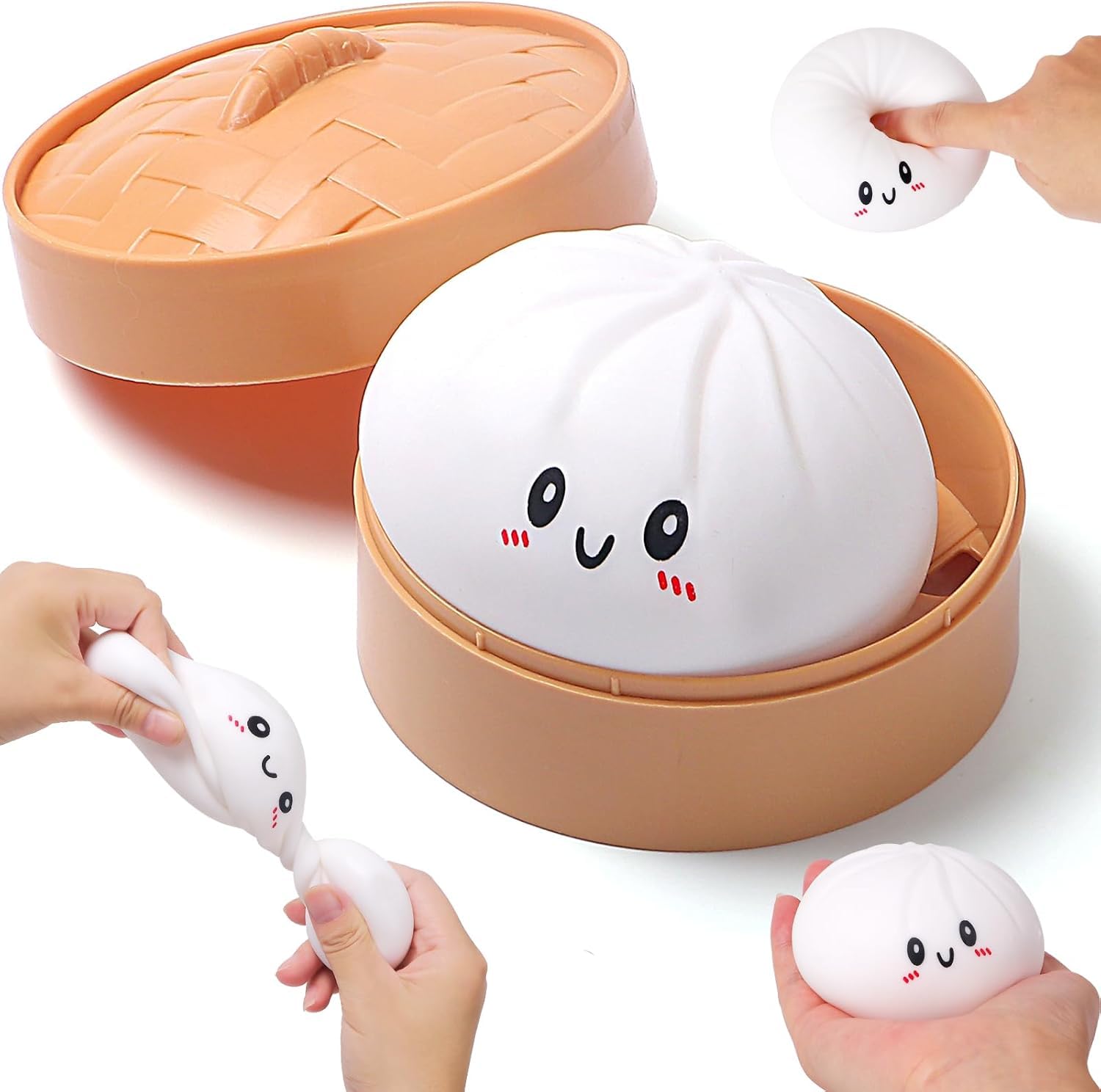 Dumpling Squishies, Glitter Dumpling Mystery Box, Easter Basket Stuffers, Ideal for Adults & Teens, Fun Gifts for Stress-Free Moments (White)