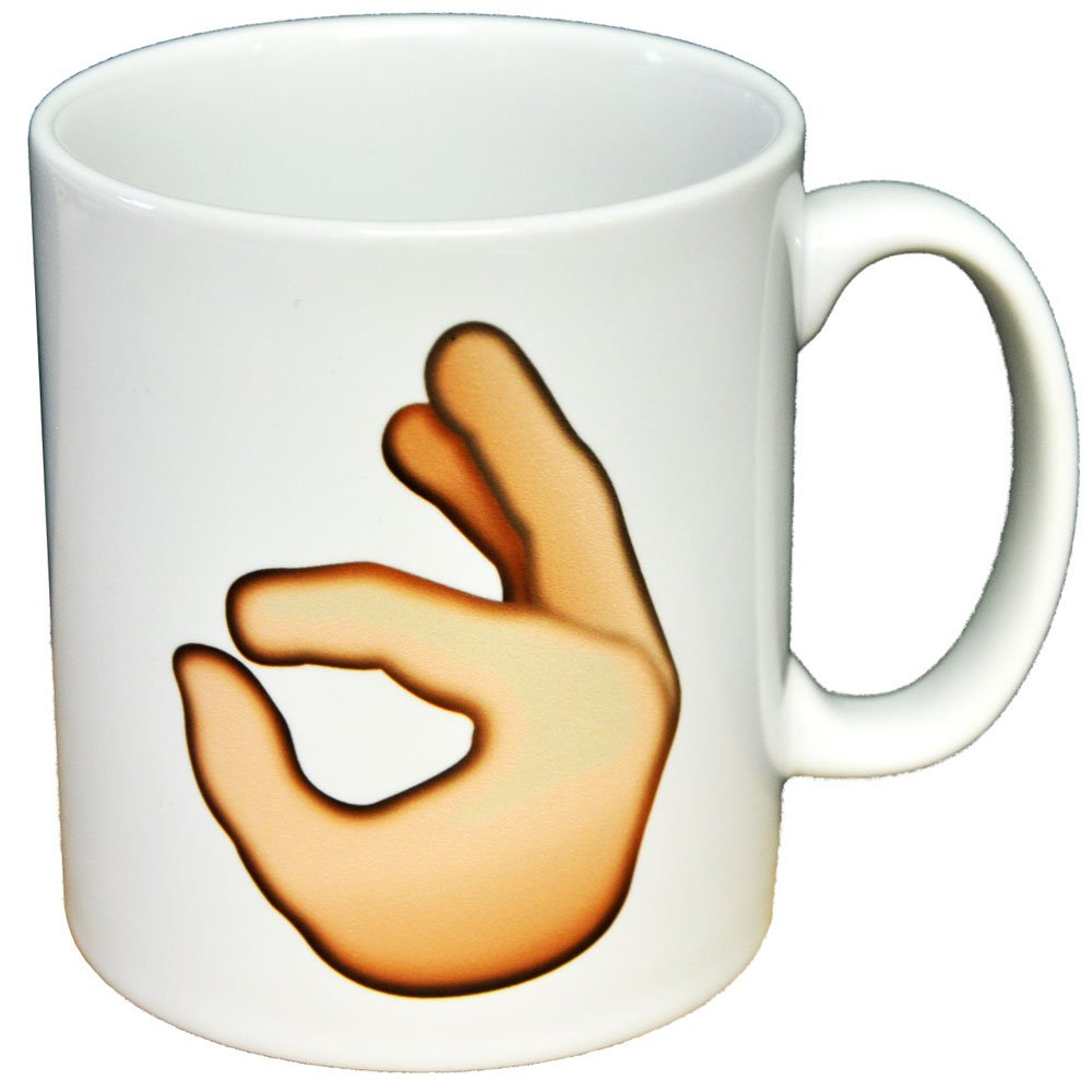 OK Hand Sign Emoji Emoticon Ceramic Coffee Mug Makes An Ideal