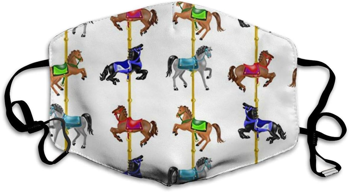 Carousel Horses Memory Anti Pollution Dust Mask Washable and Reusable PM2.5 Face Mouth Mask Protection from Flu Germ Pollen Allergy Respirator Mask