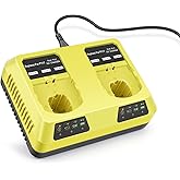 Stairlie P117 Dual Port 18V 130W Battery Charger, Fast Charger for Ryobi 12V-18V Lithium-Ion/Ni-Cd/Ni-Mh Batteries, Compatible with P100 P101 P102 P103 P105 P107 P108 P200