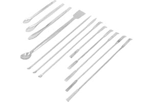 Nan 12Pcs Stainless Steel Laboratory Spatula Set Dual Ended Micro Scoop Mixing Spoon 304 Stainless Steel for Lab Research Che