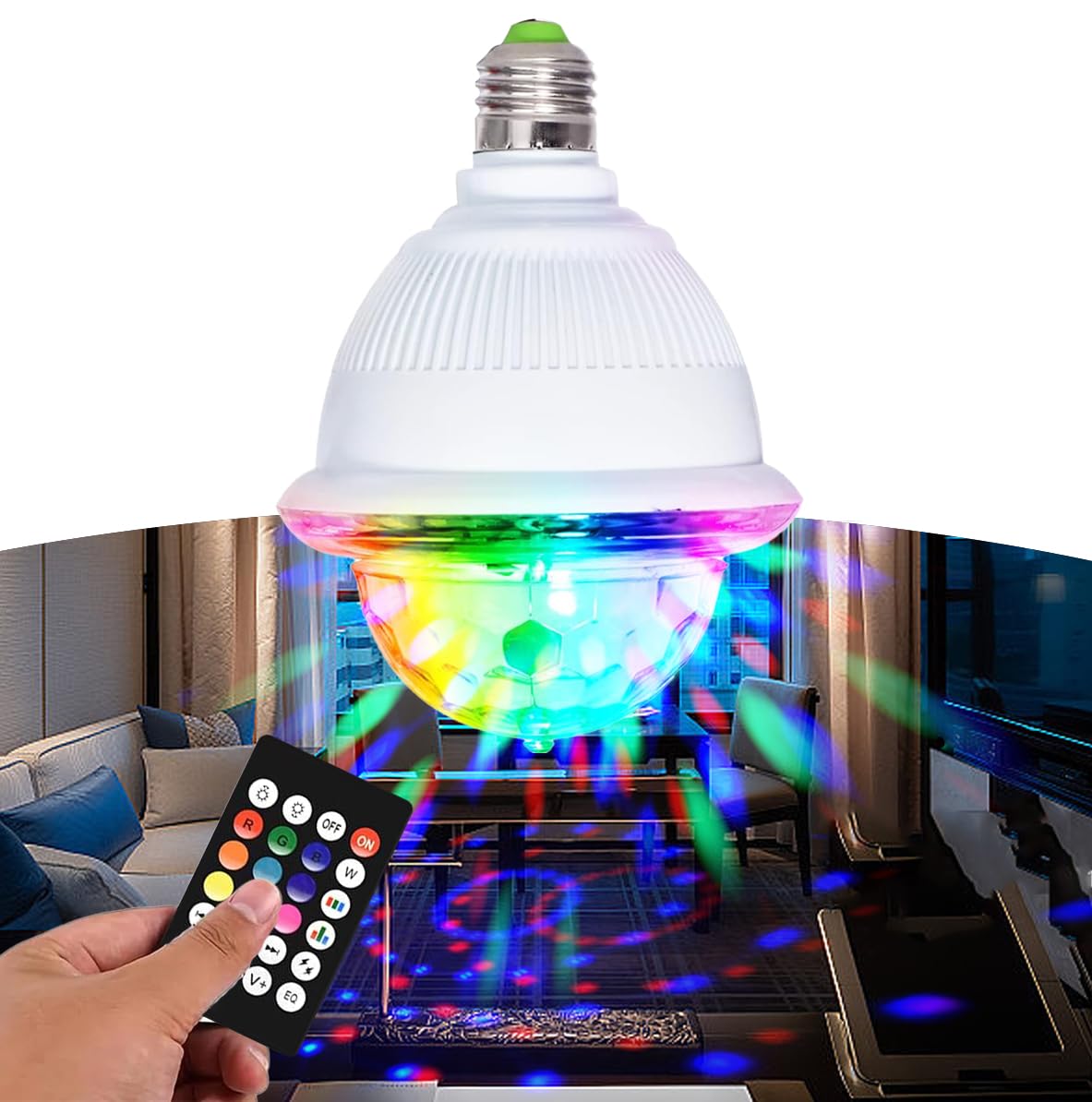 LETOUR ミラーボール ステージライト カラフル LED電球 自走機能 リモコン付き ディスコライト LED マジックボール 舞台照明 RGB レーザーステージ照明ライト E26/E27口金 ディスコ パーティー KTV カラオケ クラブ バー商品画像