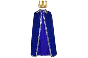 tiggell King Robe Costume Queen Robe Crown Set Cosplay Stage Performances Royal Cape Dress Up for Halloween Costume Party