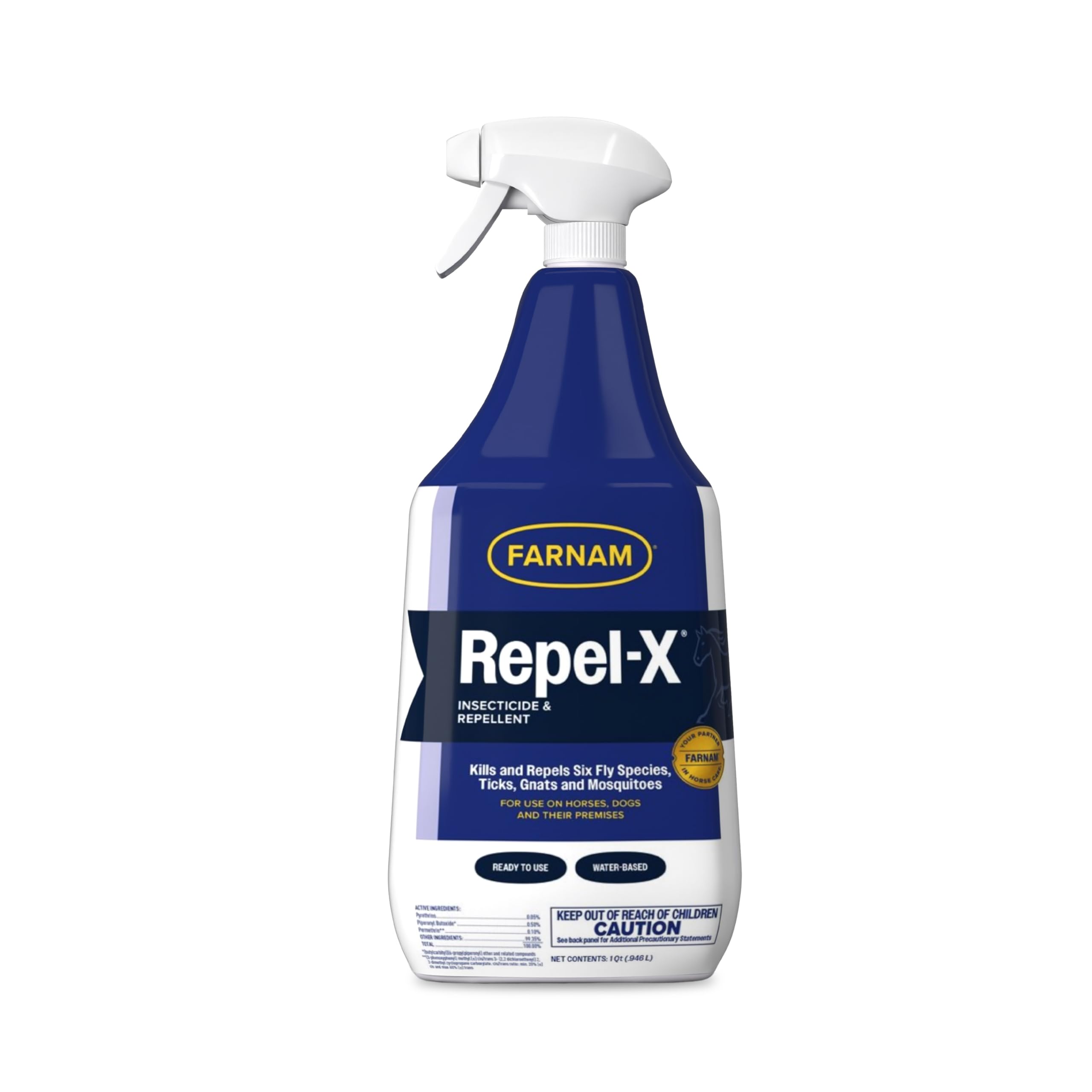 Photo 1 of Farnam Repel-X Insecticide & Repellent Water-based Fly Spray for Horses, Dogs and Premises, 32 Ounces